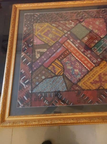 patchwork  wall hanging for sale with golden frame for sale 4