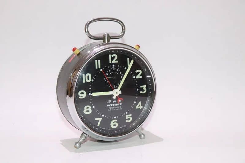 Vintage WeHrle Alarm Clock Commander Jewelled 0