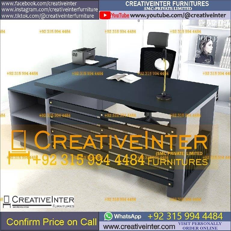 Executive Table L Shape Chair Reception Desk Meeting Conference Work 5