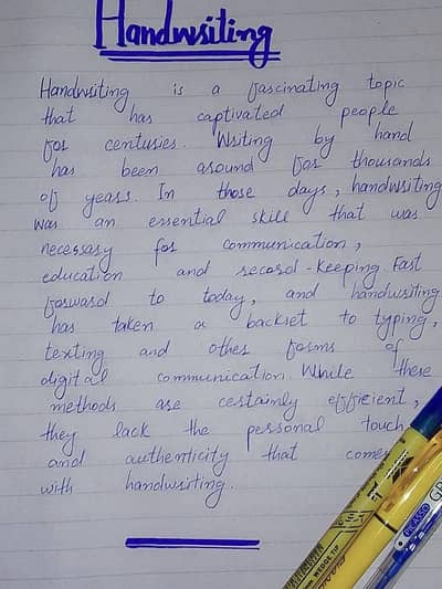 Hand writing assignment work