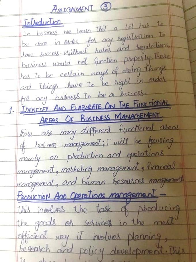 Hand writing assignment work 6