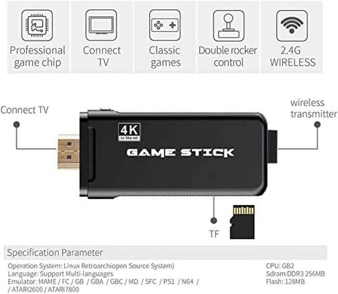 2.4G Wireless Controller Gamepad Lite - 4K Ultra HD Game Stick New 5