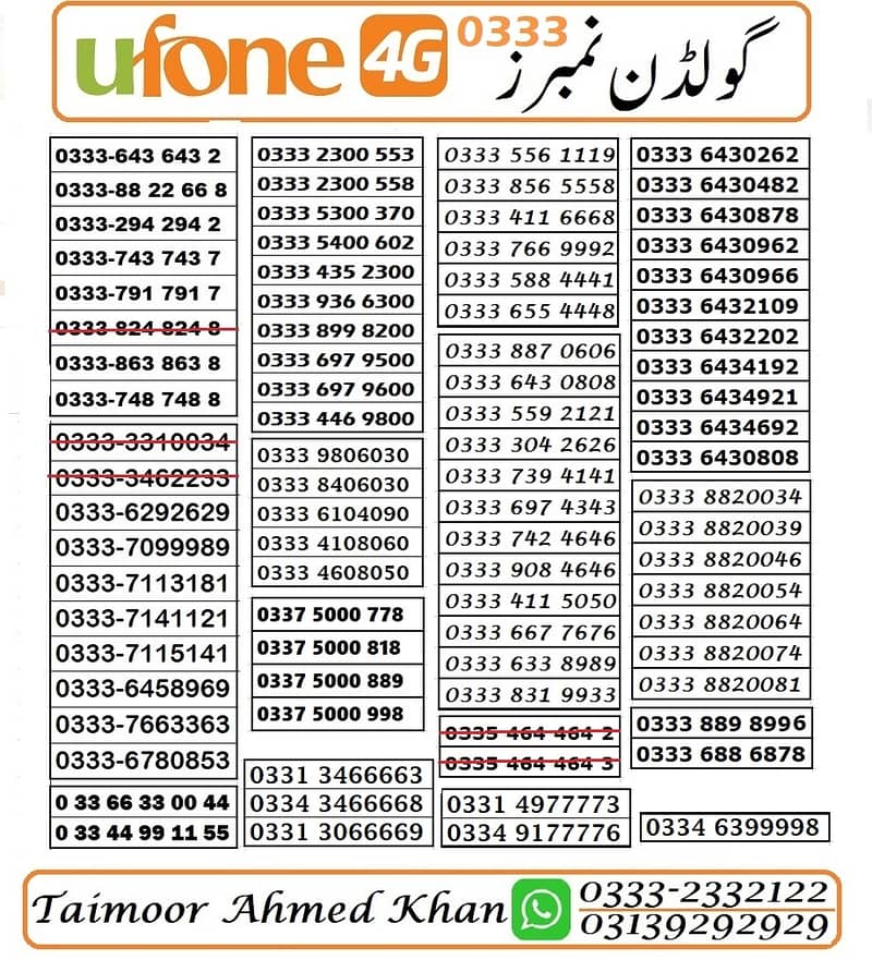 VIP Numbers in Ufone 3