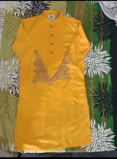 Yellow Embroidered Kurta for Man