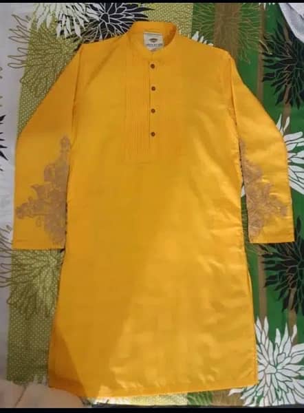 Yellow Embroidered Kurta for Man 1