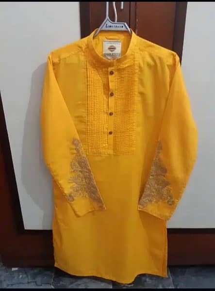 Yellow Embroidered Kurta for Man 2