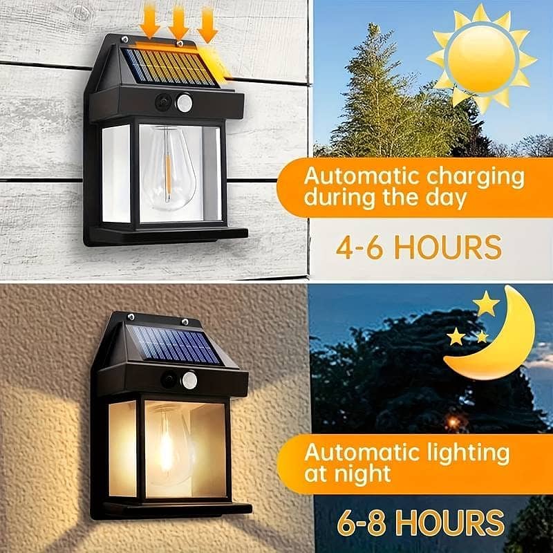 Outdoor Solar Wall Lamp Waterproof Tungsten Filament Lamp Induction 6