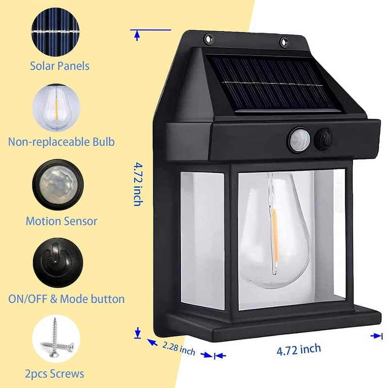 Outdoor Solar Wall Lamp Waterproof Tungsten Filament Lamp Induction 13