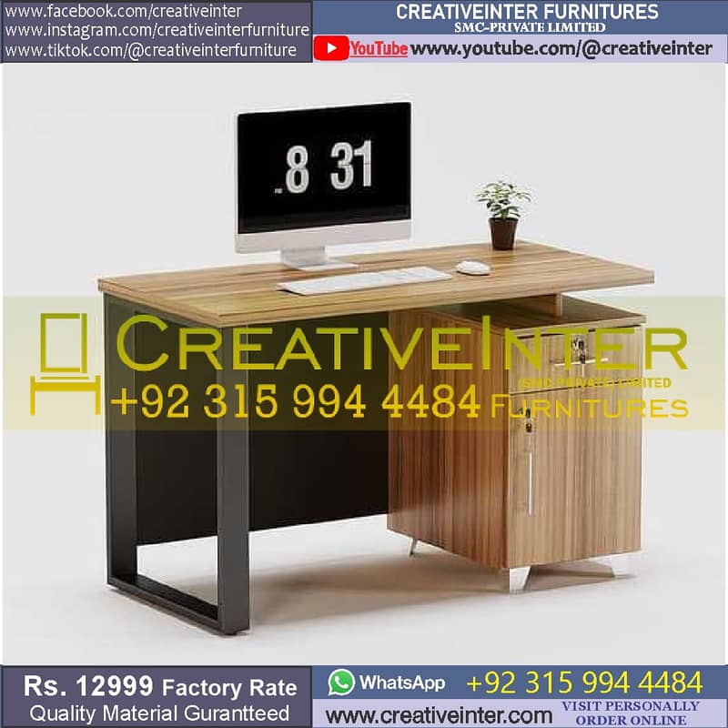 Metal Office table study desk chair computer working workstation home 10