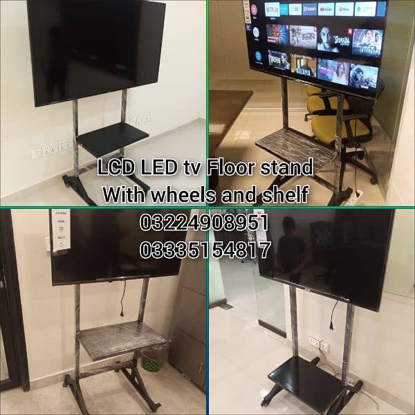 Portable floor stand for LCD LED tv with wheels for office home school 1