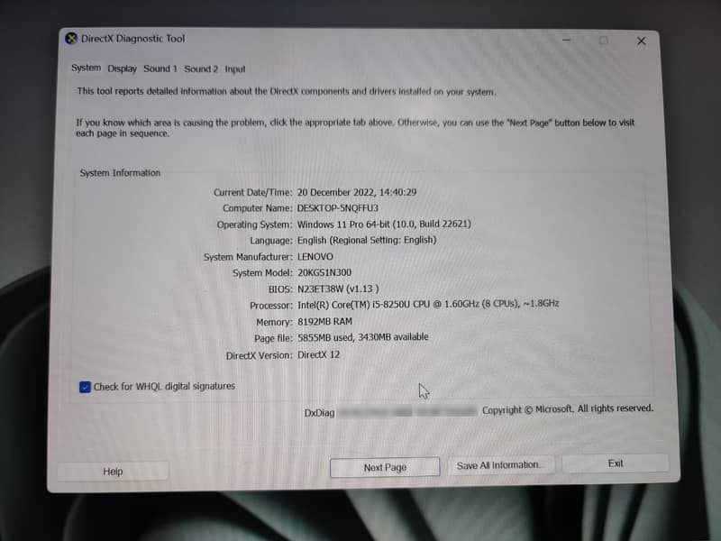 Lenovo X1 Carbon 8th Generation 8GB/512GB SSD m2 ThinkPad 15