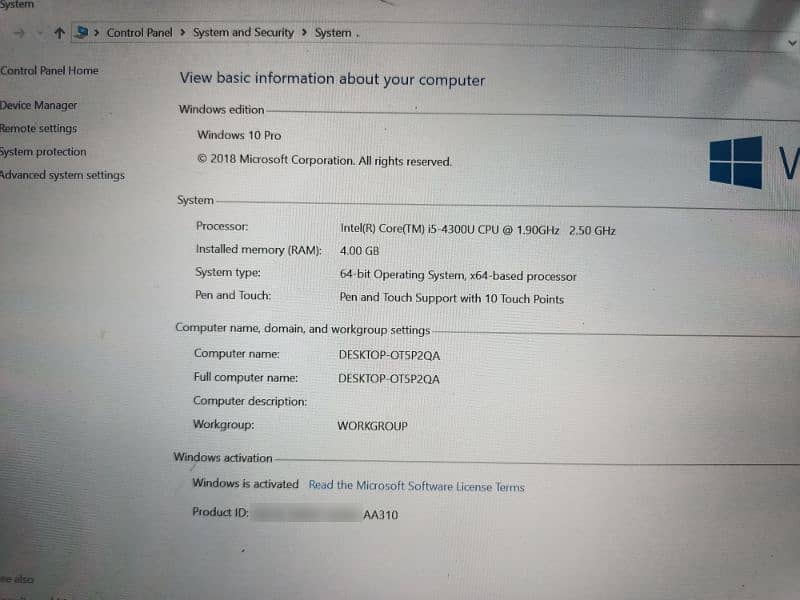 Microsoft Surface i5 4th generation, 4 GB ram, 128 GB. 
. 4