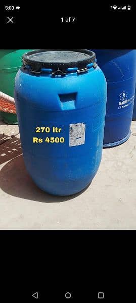 plastic Drums good condition for water and other storage 1