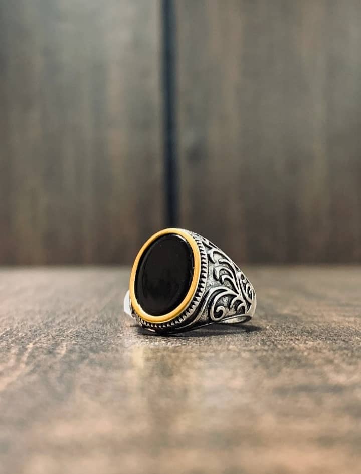 (سنگ سلیمانی)Handcrafted Turkish Onyx Oval Ring S925 1