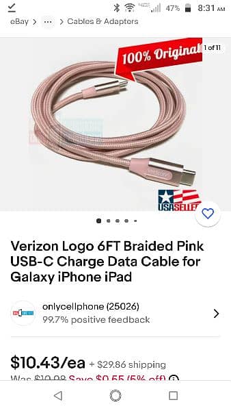 iphone 15 pro max & S23 ultra charging cable by Verizon 2