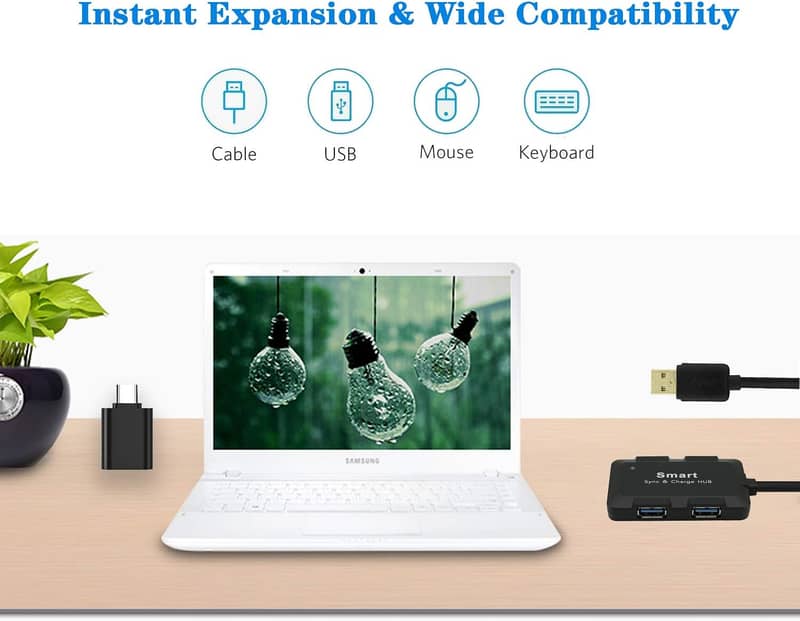 10O%Original USB 3.0 4 Port Smart Hub,USB 3.0 Male/ Male/Female Cable 3