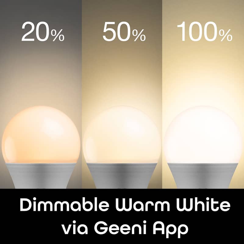 Geeni LUX 800 60W Equivalent WarmWhite Dimmable A19 E26 Smart LED Bulb 2