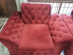 sofa set 5 seater red colour good condition for sale 03222003816