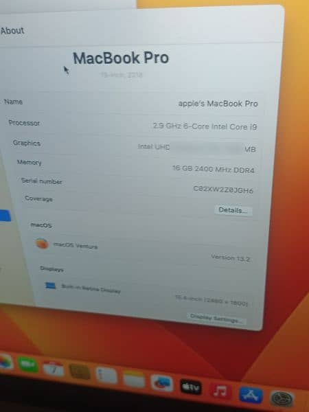 Macbook Pro 2018 15 INCH TOUCHBAR CTO I9 2.9 16GB 512GB 4GB CARD 9