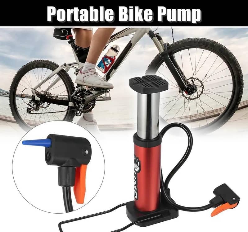 Bicycle Pump Foot Pump, Mini Portable Floor Pump Compatible