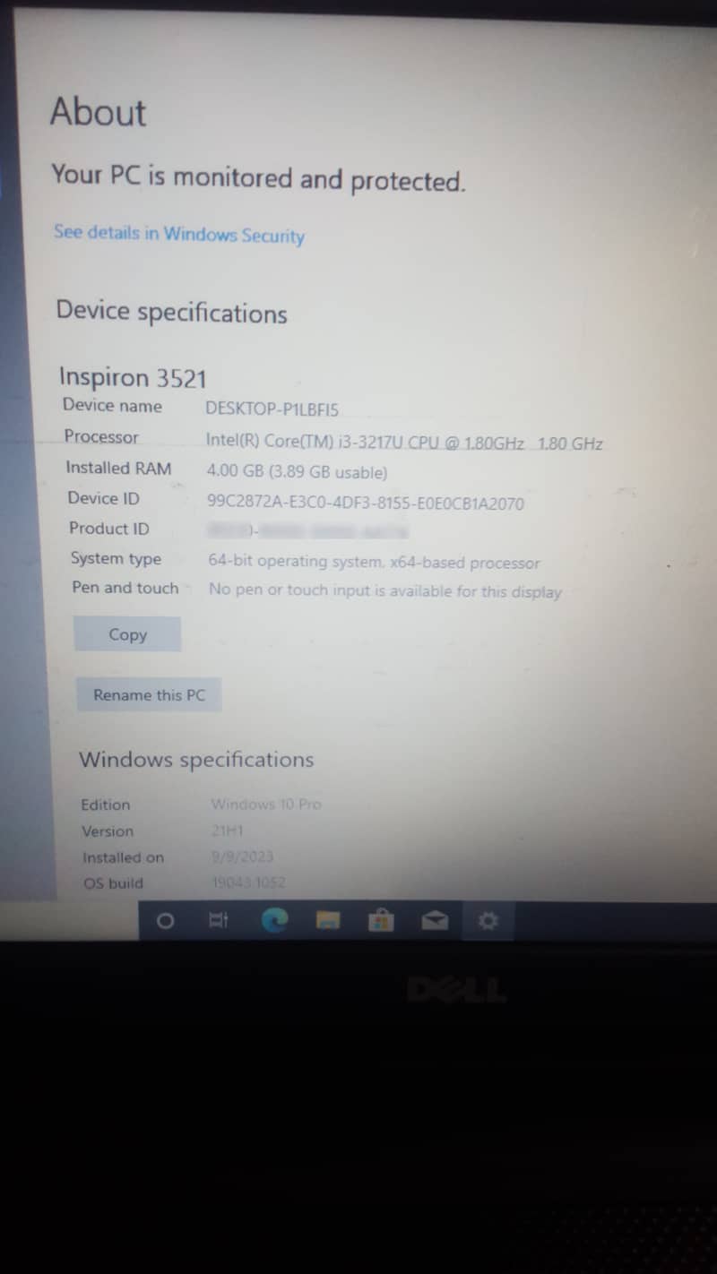 Laptop Dell core i3 3rd generation 4
