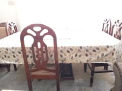 Pure wood Dining table with 6 chairs