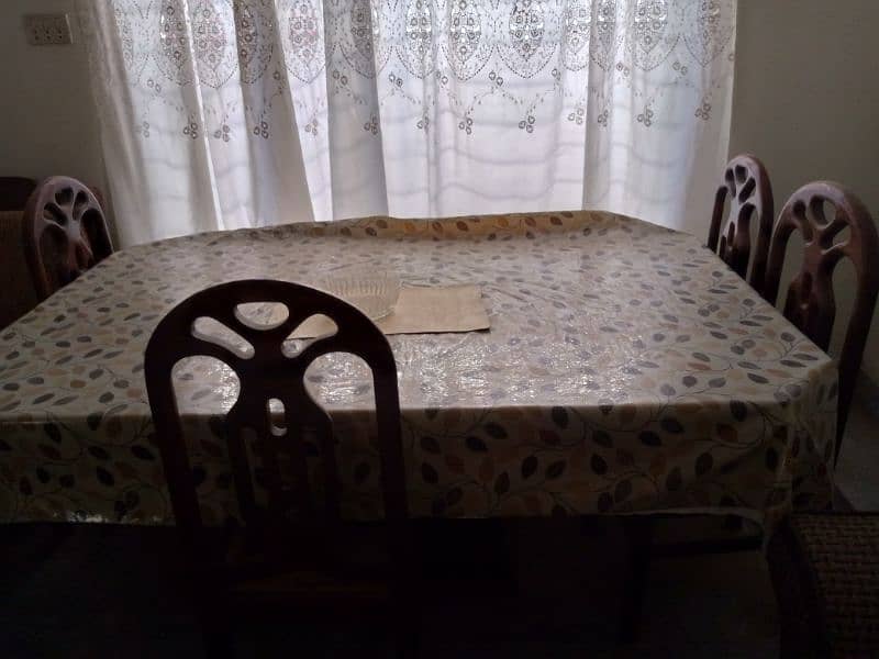 Pure wood Dining table with 6 chairs 1