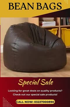 EXTRA LARGE  LEATHER BEAN BAGS