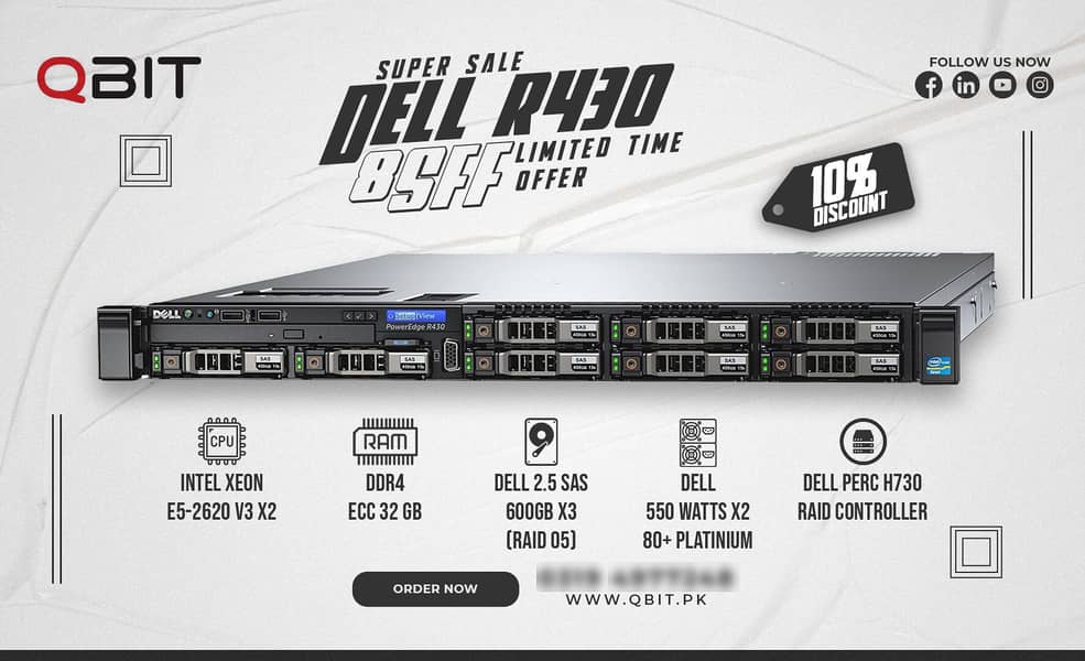 Dell R620 Server Dual Xeon E5 2620 32GB RAM 3x 600GB SAS RAID 750W PSU 4