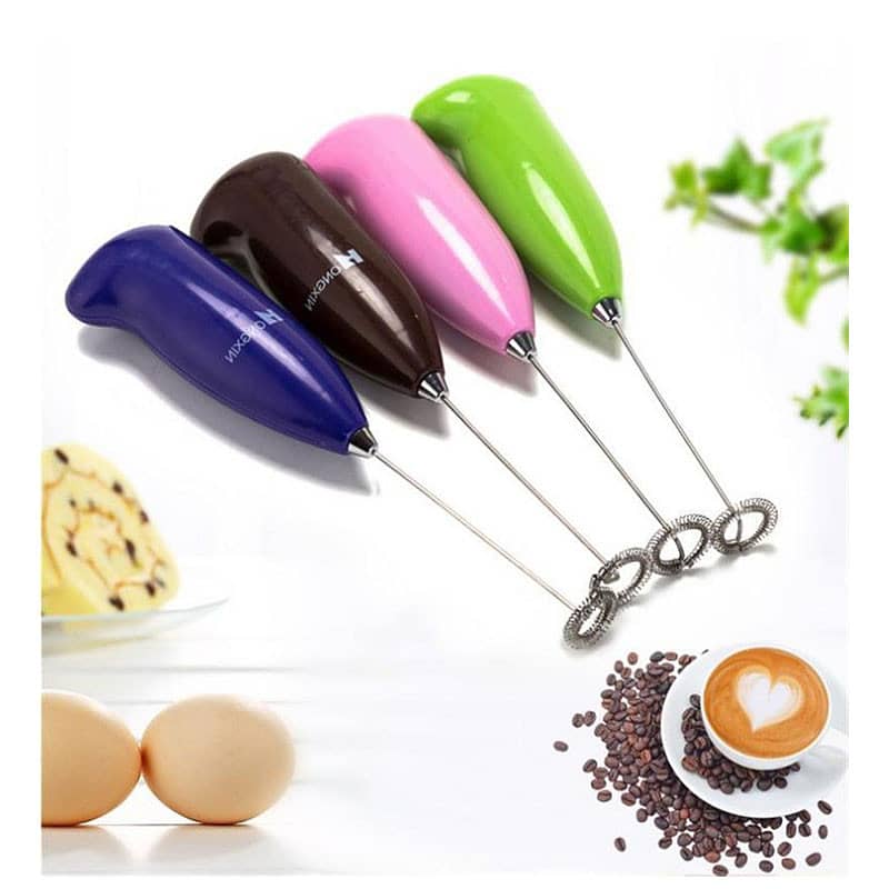 1pc Milk Drink Coffee Hand Whisk Mixer Electric Egg Beater Frother 0
