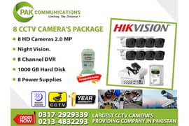 HIKVISION 8 HD CCTV Camera's Package (1 Year Replacement Warranty)