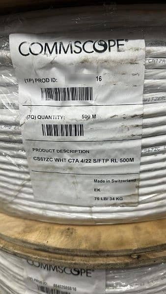 Commscope 3M Corning SFTP cat6 Cable Cat6A 23awg Cat7A 10G 13