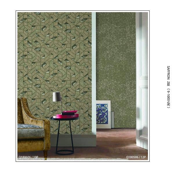 Lovely Wallpaper, Laminate wooden floors, PVC Skirting, fluted panel 3
