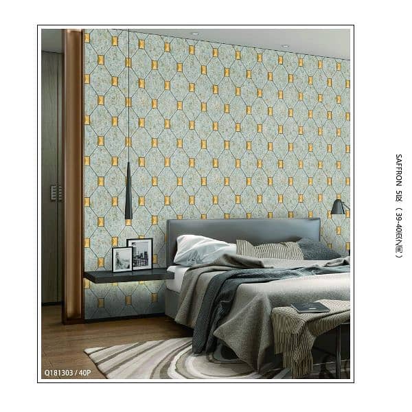 Lovely Wallpaper, Laminate wooden floors, PVC Skirting, fluted panel 7