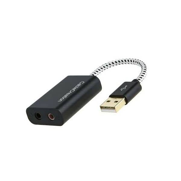 CableCreation USB External Sound Card 3.5mm Headphone Microphone Jack 1