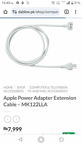 Apple power extension cord for MacBook charger 4