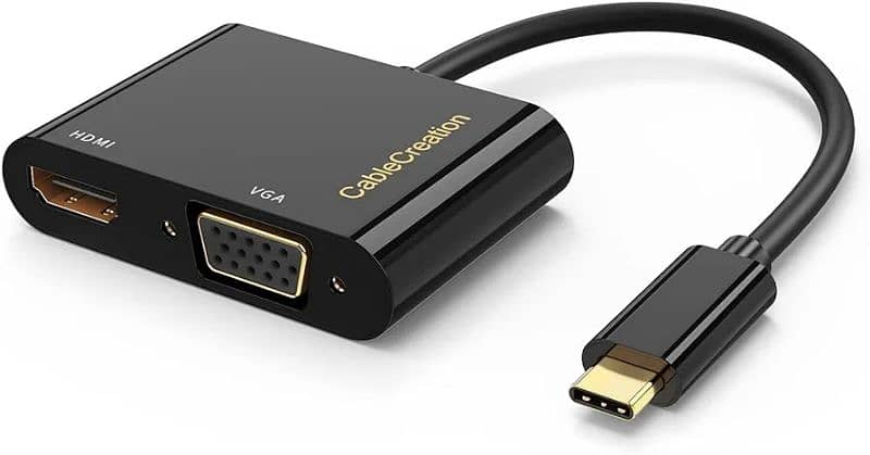 Cablecreation USB Type-C Male to VGA + HDMI(4K*2K,30Hz) Female Adapter 2