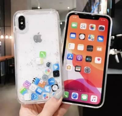 Iphone Xs Max - Glitter Cover - Apple Icons - Pouch - Back Cover