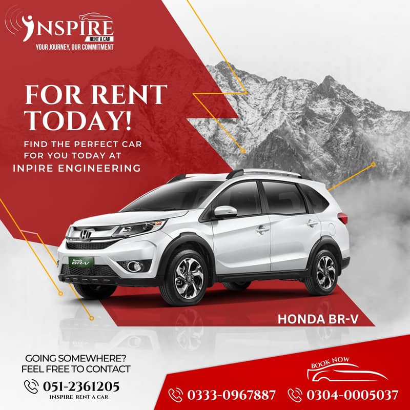 With/Without Driver Honda BRV 7 Seater/Toyota GLI/ Rent a Car Servic 0