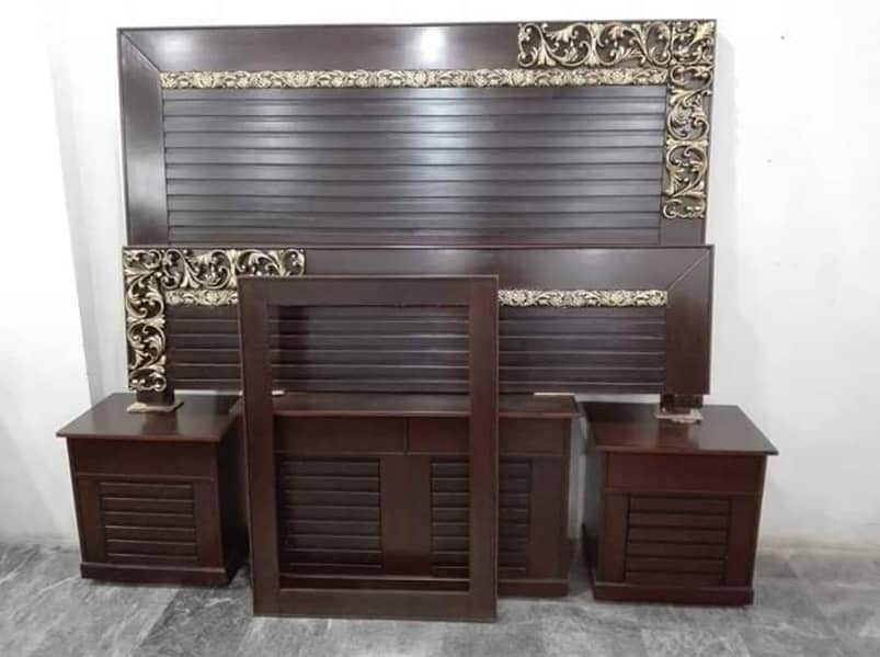 bed set / double bed / dressing table / side table / wooden furniture 1