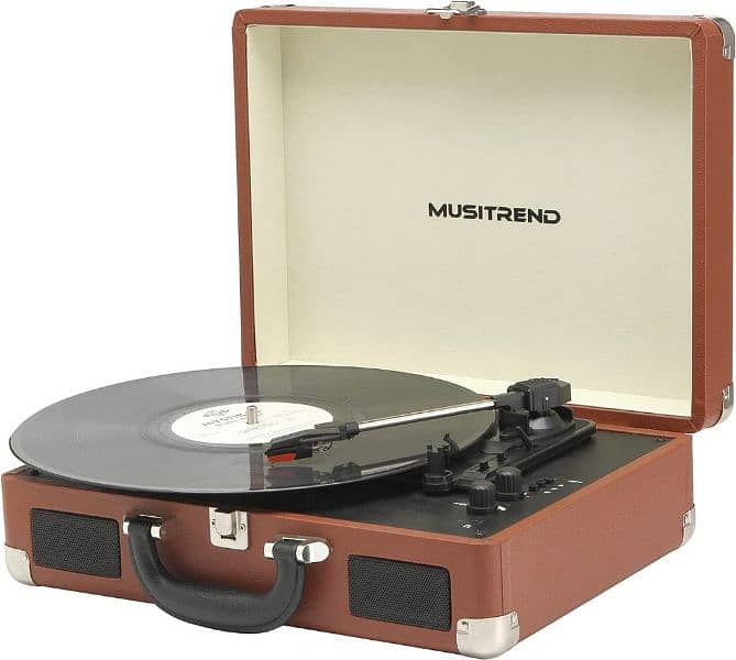 MUSITREND SUITCASE Turntable with 2 BLUETOOTH SPEAKERS - BROWN 0