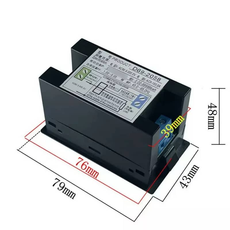 Digital 6 in 1 Energy Meter Volt Amp Watt Kwh Pf Voltmeter 3