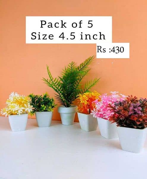 Pack of 5 Mini Plant Artificial flowers Decoration Piece 0