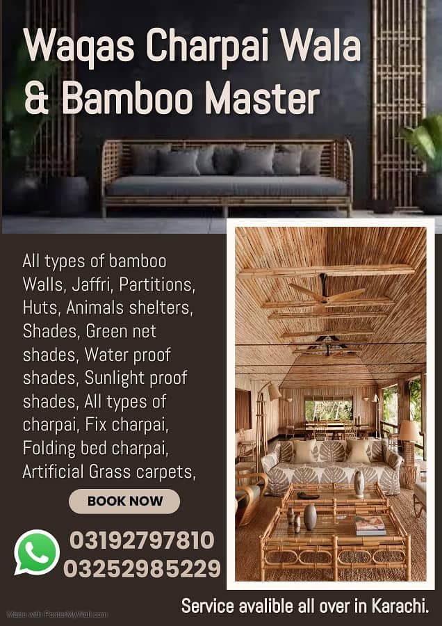 Bamboo Partitions / Bamboo Wall / Jaffri Shades Wood Works/Tents/Shade 8