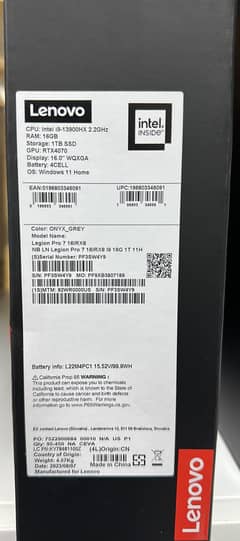 Lenovo Legion 7 (16IRX8) Core i9 13th Gen (16Gb Ram /01Tb SSD) QHD Dis