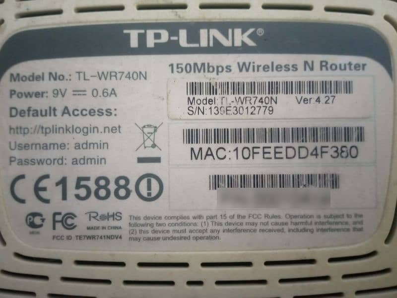 TP Link Wifi router 150 Mbps Model # TP 740 3