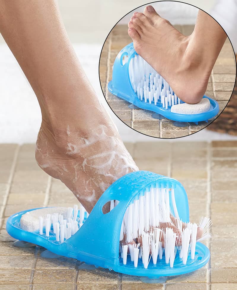 Plastic Bathroom Shoes Pumice Stone Foot Scrubber Shower Brush Massage 0