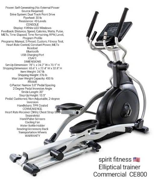 spirit fitness usa commercial elliptical gym and fitness machine 2