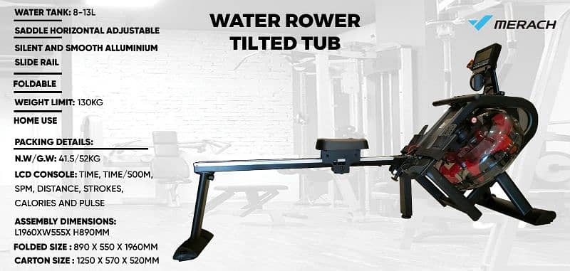 water rower tilted tub  rowing gym and fitness machine 0