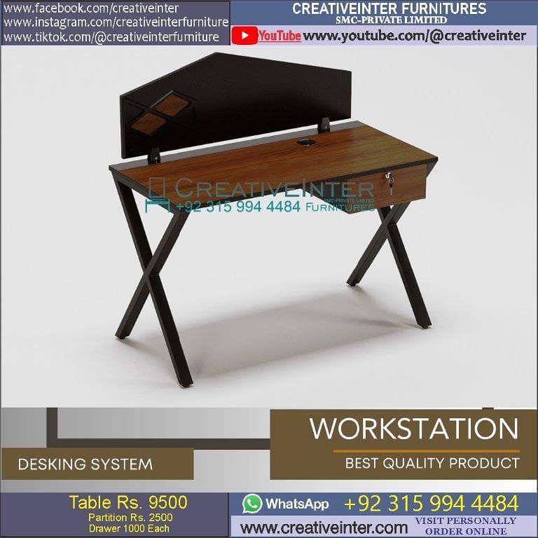Laptop Office table study desk chair computer staff working workstatio 9